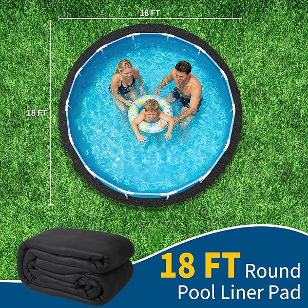 Garvee Tapis De Protection Géotextile Robuste pour Piscine Hors-Sol – Résistant Aux Perforations, écologique, Barrière Anti-Mauvaises Herbes, Prolonge La Durée De Vie du Liner – Forme : Rond, 5.49m - 4