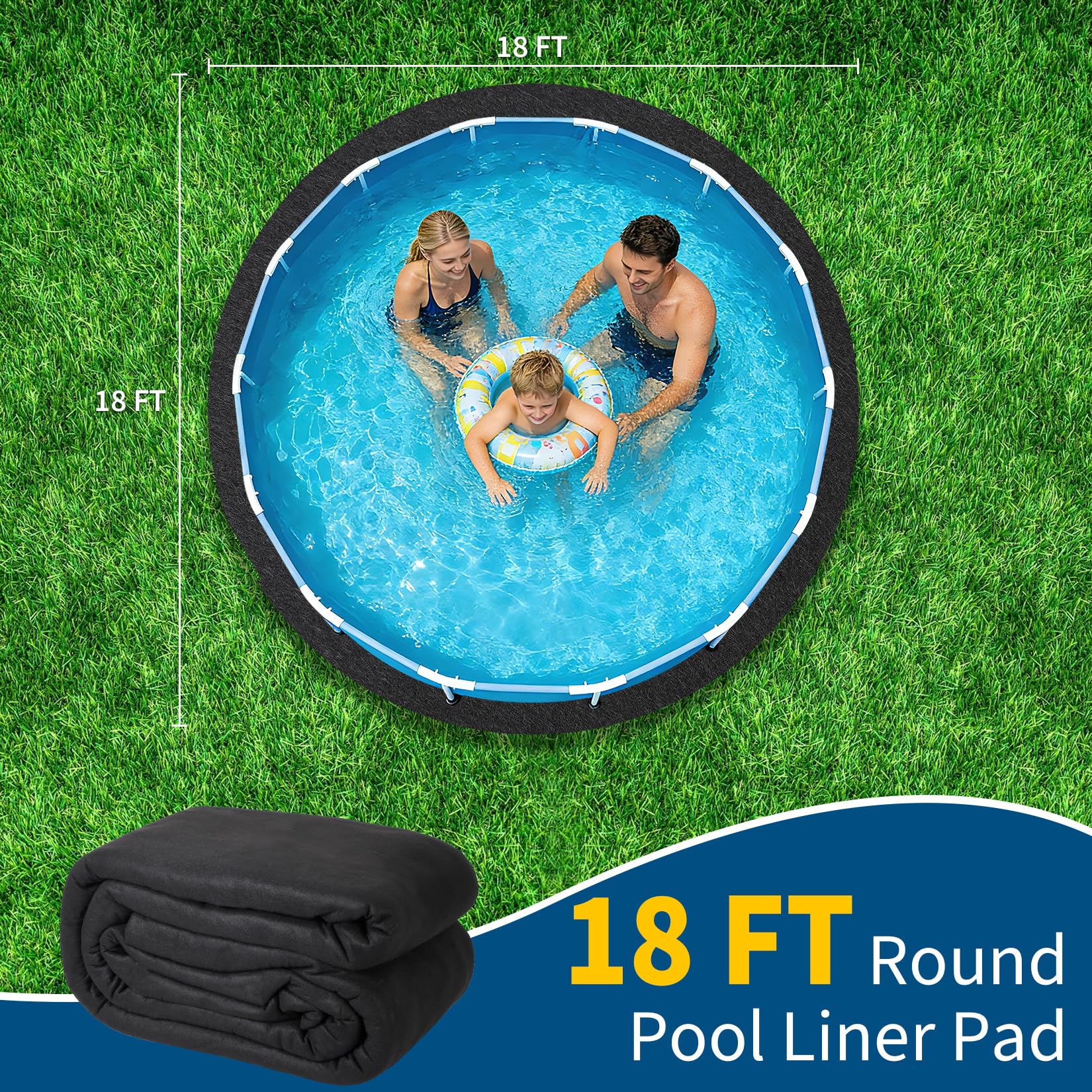 Garvee Tapis De Protection Géotextile Robuste pour Piscine Hors-Sol – Résistant Aux Perforations, écologique, Barrière Anti-Mauvaises Herbes, Prolonge La Durée De Vie du Liner – Forme : Rond, 5.49m - 4