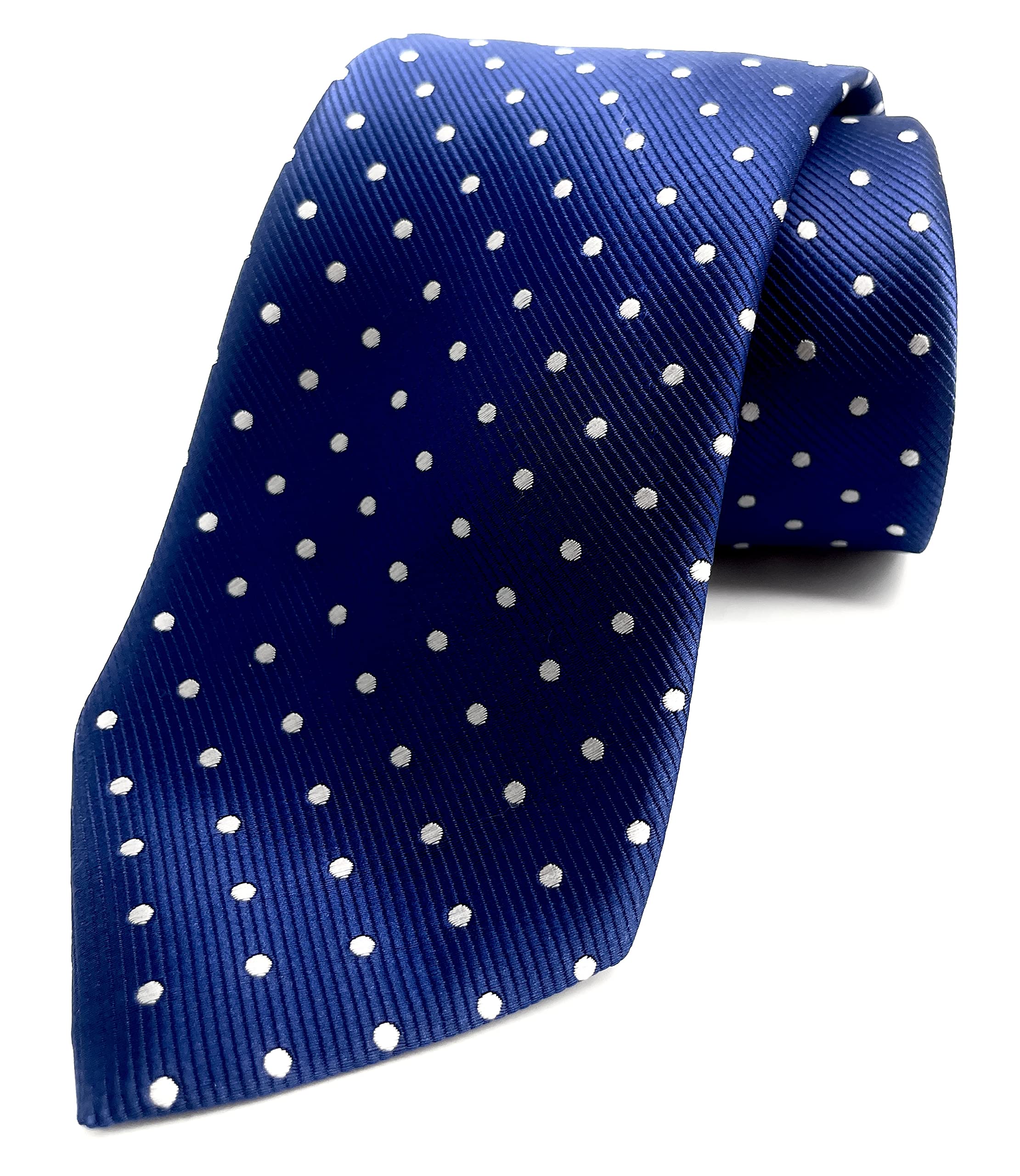 Polka Dot Ties for Men - Woven Dots Necktie - Mens Ties Neck Tie by Scott Allan, Navy Blue W/ White, Regular 3.3"