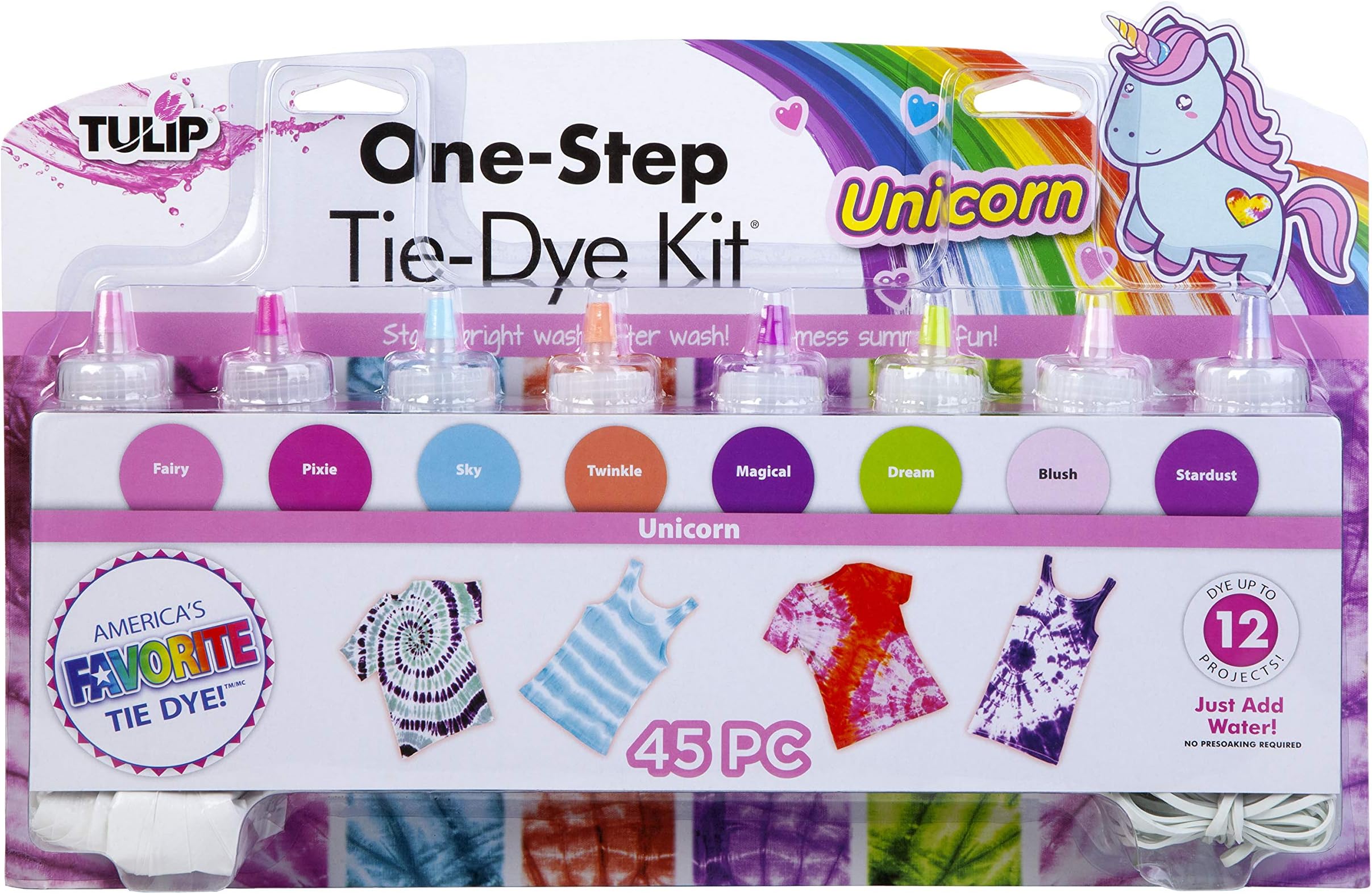 (Unicorn) - Tulip One-Step Tie-Dye Kit FDYLG8C70ml 8 Vibrant Colours Tie-Dye, Unicorn