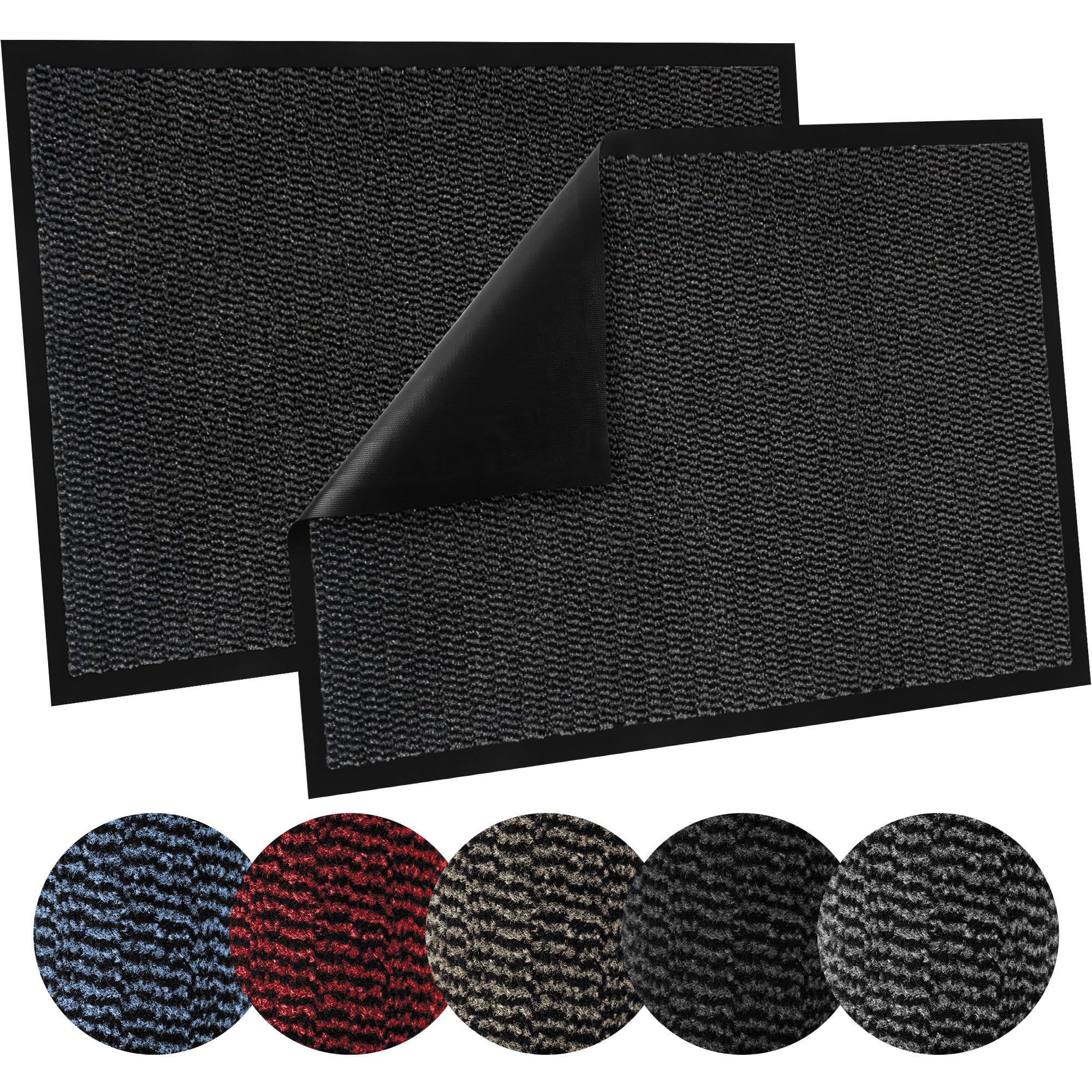 TrendMakers Door Mat Indoor & Outdoor Non-Slip Rubber Backed door mats indoor Super Absorbent Washable Dirt Trapper doormats - Durable & wrinkle-free Barrier Rug (Anthracite/Black - 40cm x 60cm) — view 18