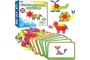 300 Pcs Montessori Wooden Pattern Blocks Toy, Perfect for Beginner Pattern Building and Creative Thinking