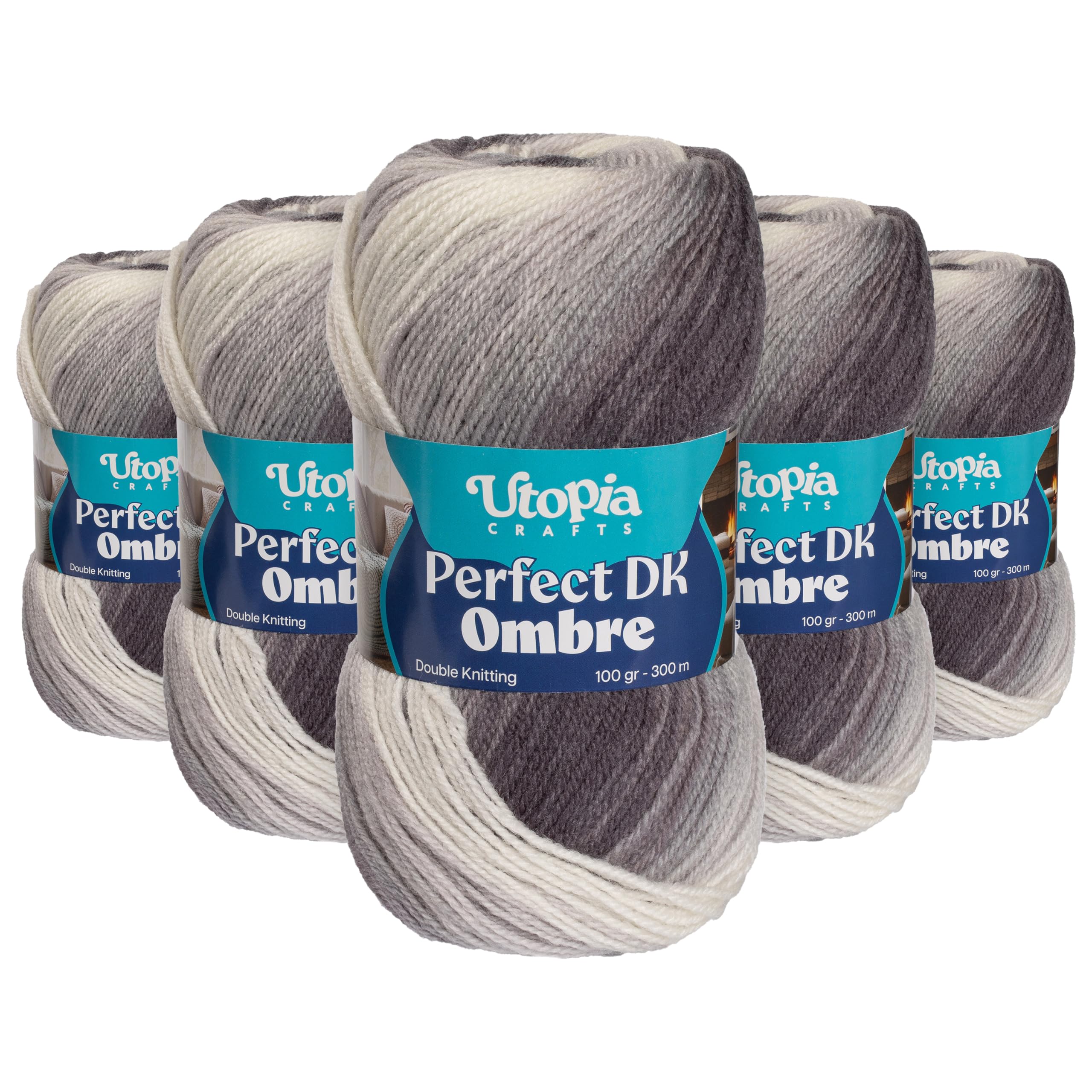 Utopia Crafts DK Ombre Multicolour Double Knitting Yarn 5X 100g (008)