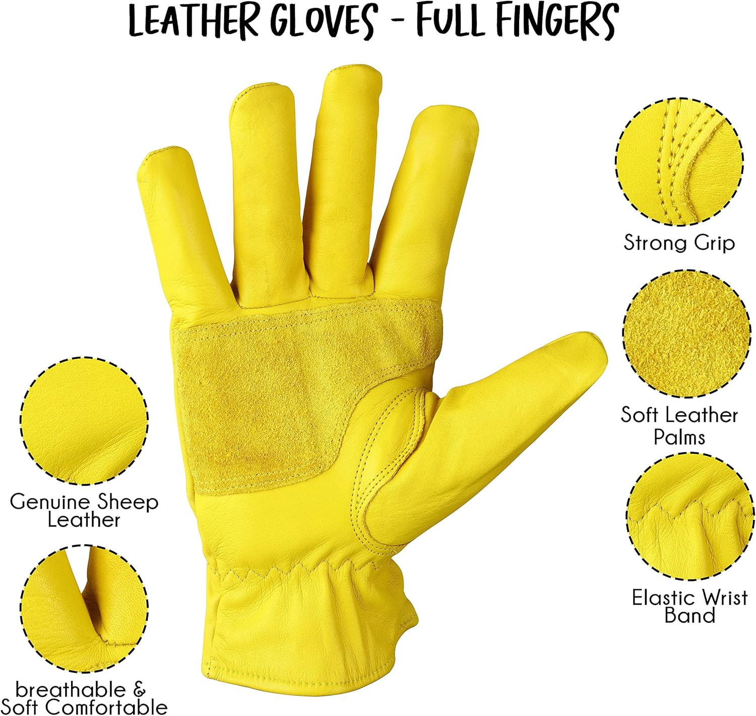 Cowhide leather gloves, Gardening Gloves, Leather safety gloves