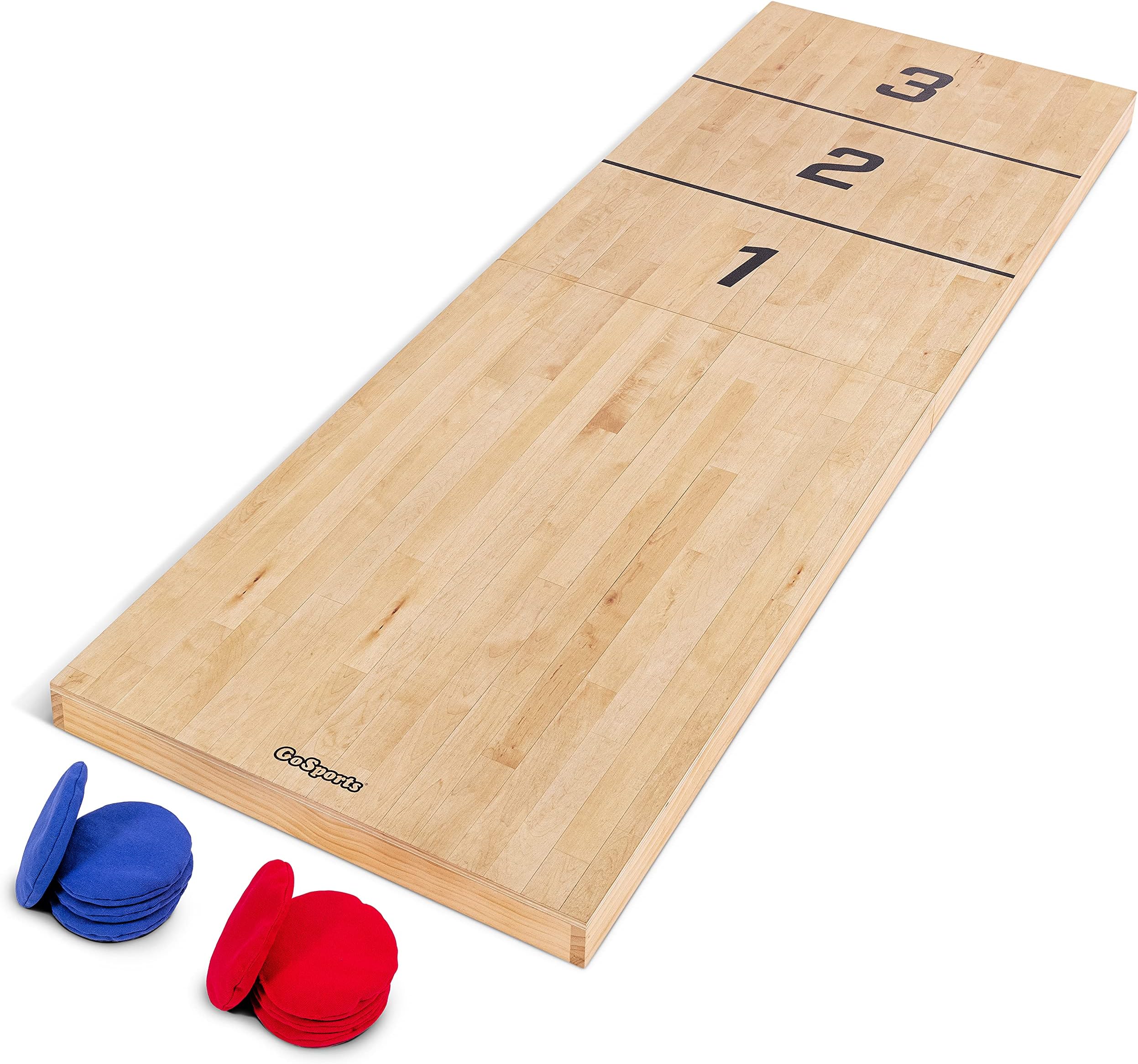 GoSports Tossski Shuffleboard Game Set - Portable 6' x 2' Wood GameBoard with 8 Bean Bags for Backyard Fun or Tailgating