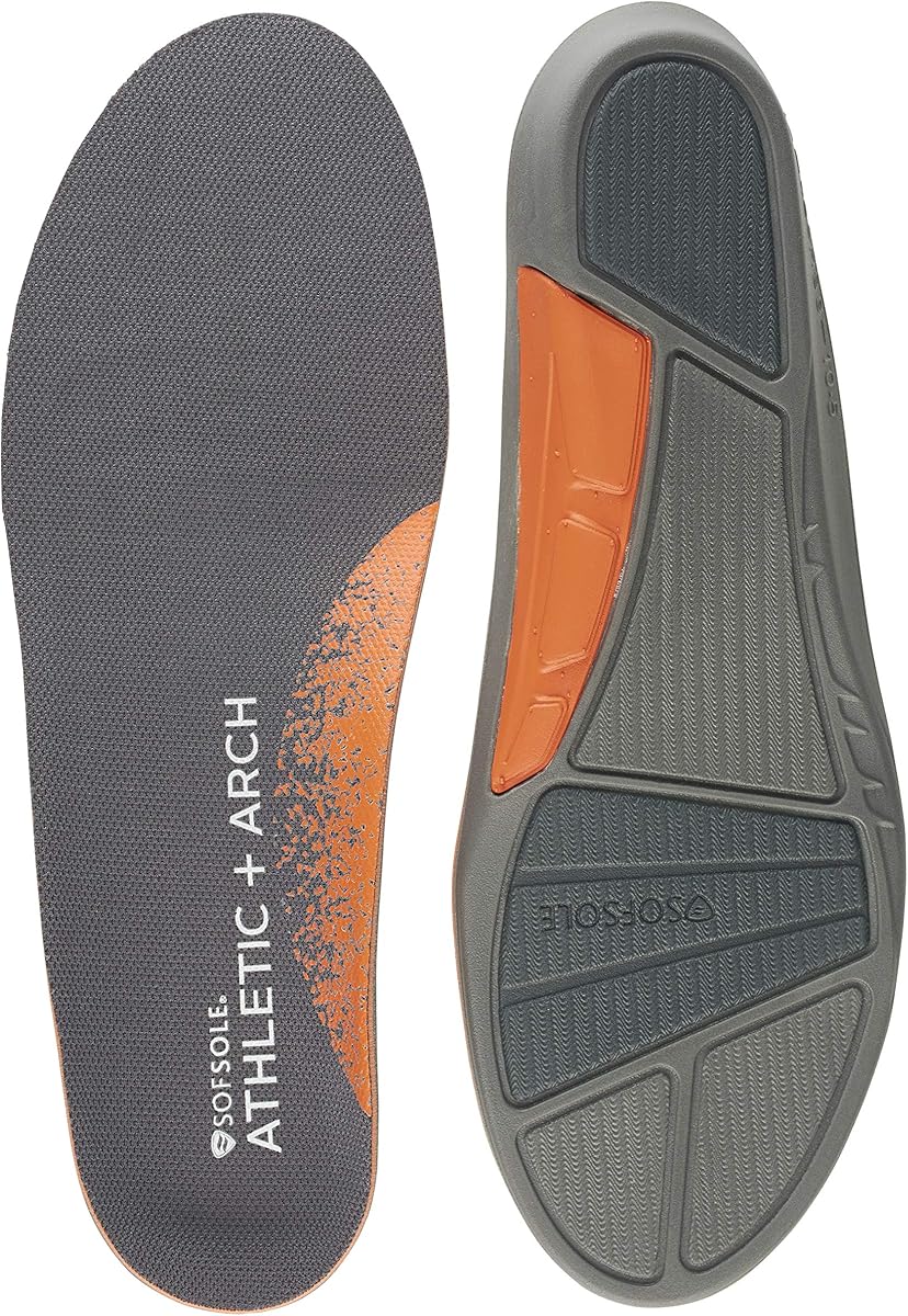 Sof Sole mens Athletic High Arch Performance Full-length Insole, Black, 7-8.5 US