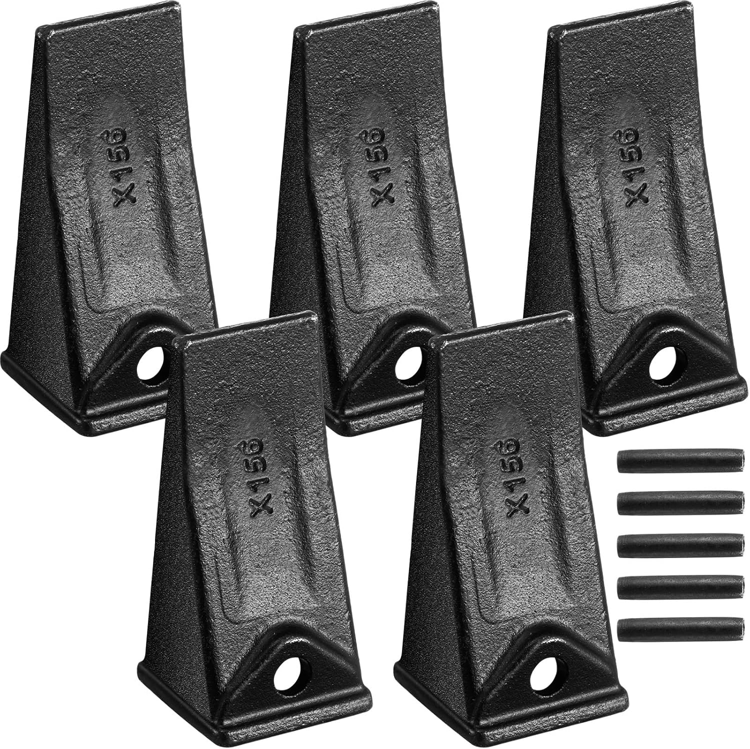 Hicarer 5 Set X156 Excavator Bucket Teeth with 156LPN Pins, Mini Backhoe Skid Steer Accessories