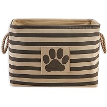 Bone Dry Pet Storage Collection Striped Paw Patch Bin, Medium Rectangle, Brown