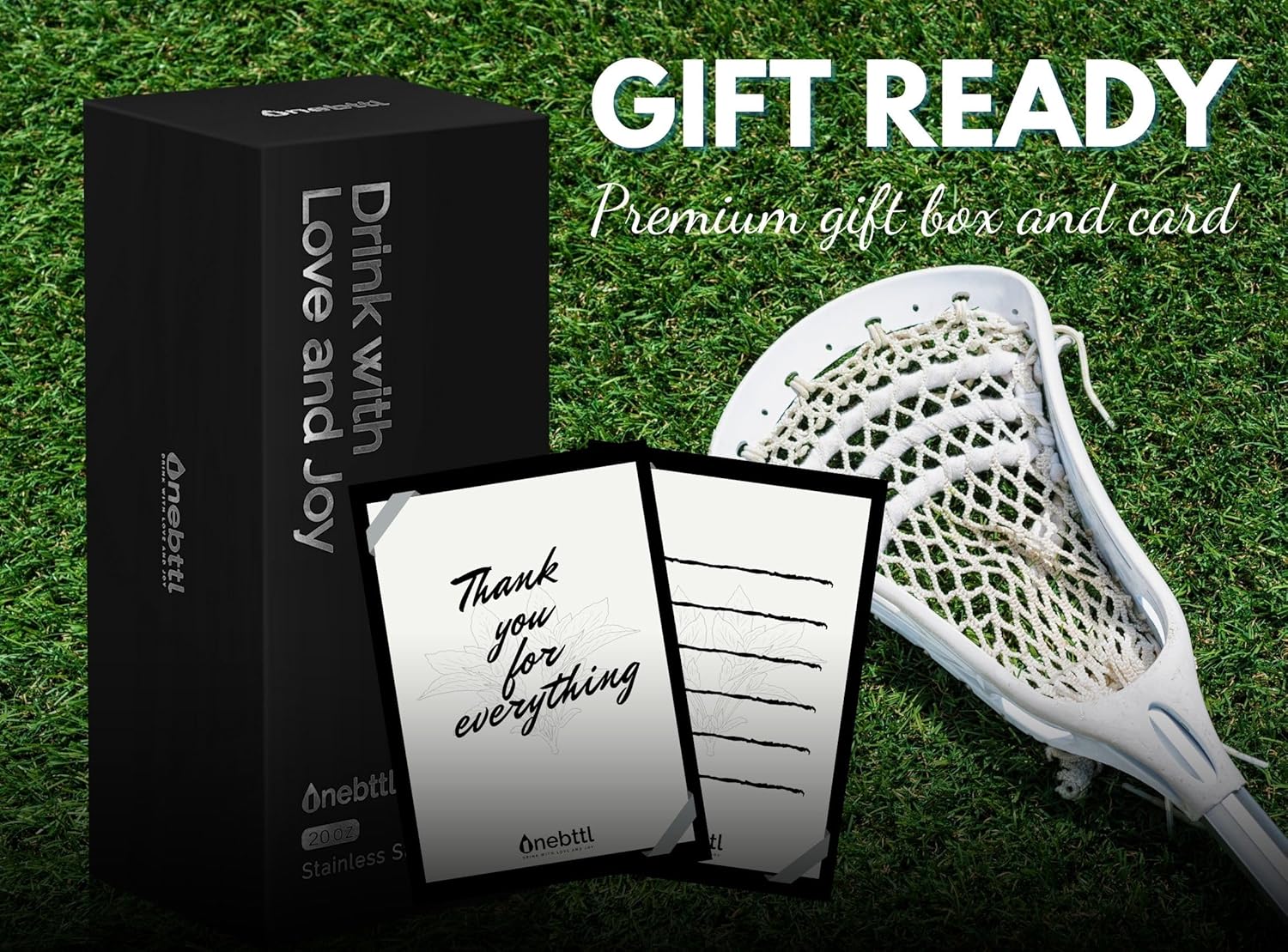 Onebttl Lacrosse Gifts for Teen Boys, College Students, Men, 20oz Travel Tumbler with Stainless Straw for Men, Black (Lacrosse Helmet)