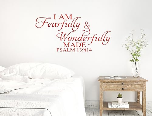 Miniatura 4 de 46 x 24 pulgadas, texto en inglés "I Am Fearfully and Wonderfully Made Salmo 13914, Biblia cristiana, versículo bíblico, calcomanía de pared, mural