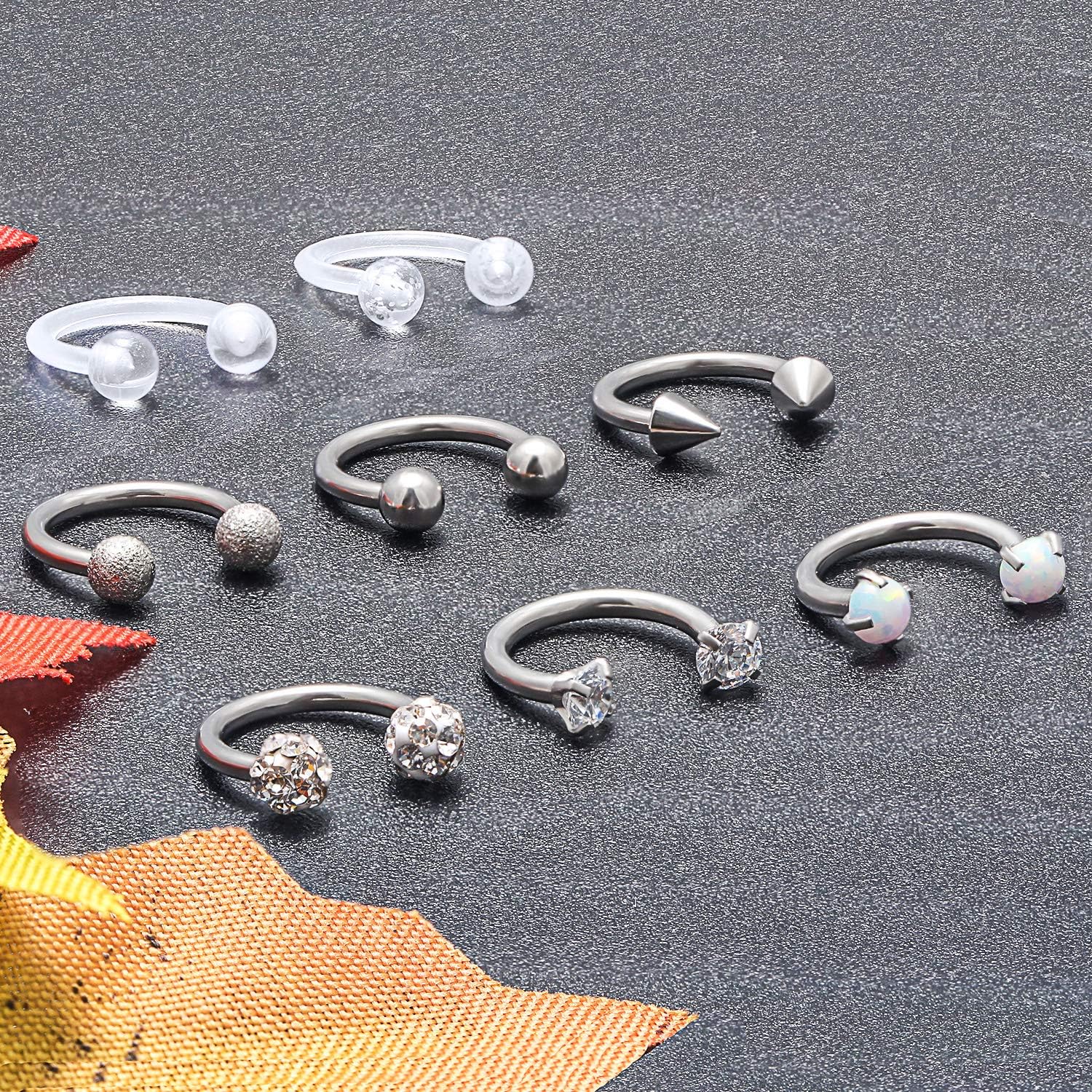 16G Septum Rings Surgical Steel Lip Rings Horseshoe Nose Ring Snake Bite Jewelry Smiley Piercing Jewelry for Women Men Diameter 6mm 8mm 10mm 12mm