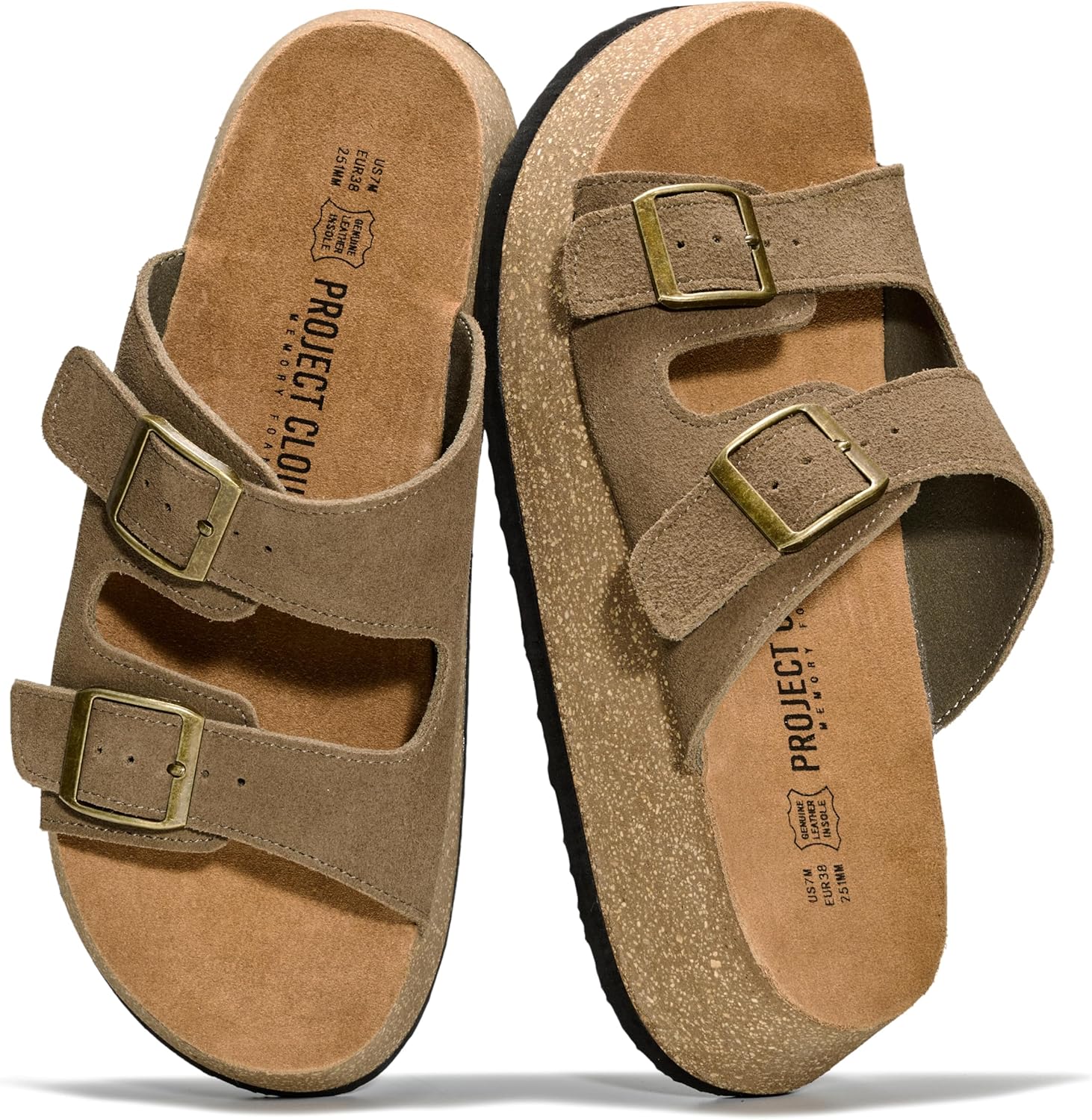 Project Cloud 100% Genuine Leather Platform Sandals Women Footwear - Plush & Soft Insole Wedge Womens Sandals - Non-Slip and Lightweight Dressy Summer Beach Sandals (Barcelona)