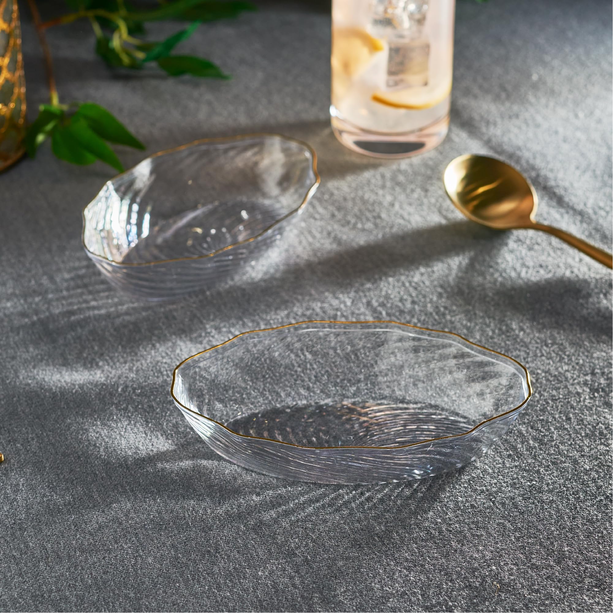 Elegant Disposable Plates & Bowls - Gold Rim Design -4