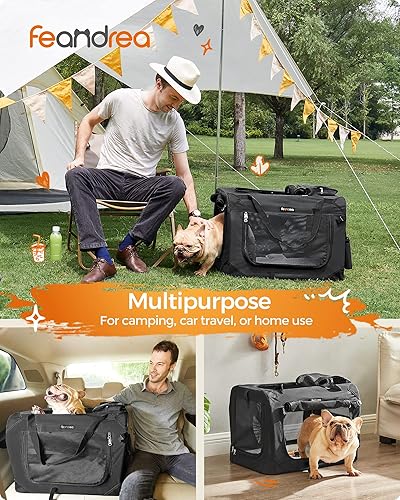 Miniatura 2 de Feandrea Jaula plegable y suave para perros de 24 pulgadas, jaula portátil para perros para uso en interiores y exteriores, con cremalleras de