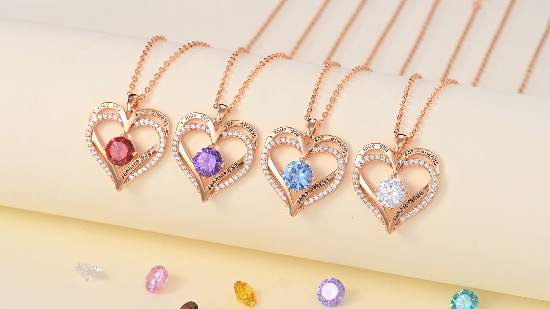 Aurora Tears Love Heart Halskette - 925 Sterling Silber Doppelherz Mit Rose