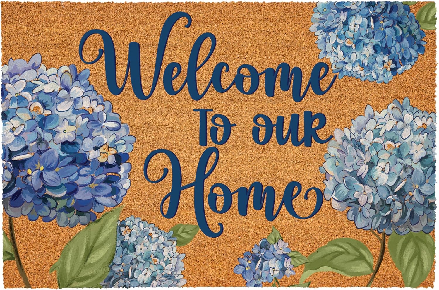 Evergreen Nature Coir Doormat, Large Front Door Mat for Spring Decoration, Outdoor Indoor Entrance Rug, Non-Slip Welcome Mat for Porch Patio, Housewarming Gift (Hydrangea, 24"x36")