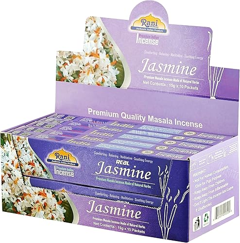 Miniatura 4 de Incienso de jazmín Rani (incienso masala prémium hecho de hierbas naturales) 0.53 oz x 10 paquetes  Total de 100 varillas de incienso  para fines