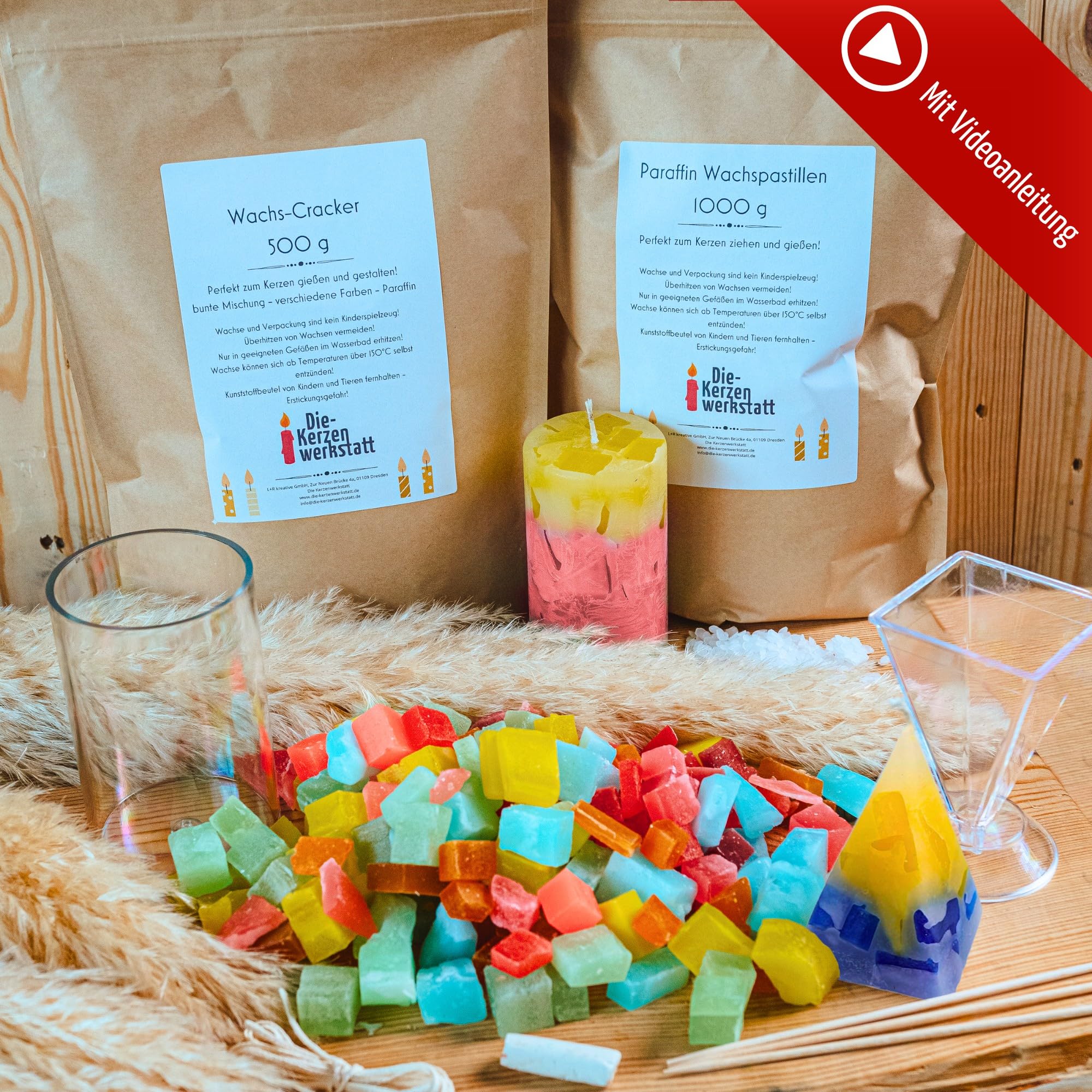 DIY-Set: Kerzen gießen | Für bis zu 14 Kerzen | Bastelset Kerzen selber machen | Basteln mit Kindern | Geschenkidee | Bastelabend