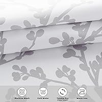 Vista 3 de DriftAway Cenefas opacas de 18 pulgadas gris y blanco para ventanas, dormitorio, sala de estar, bolsillo para cortinero, árbol de granja, rama