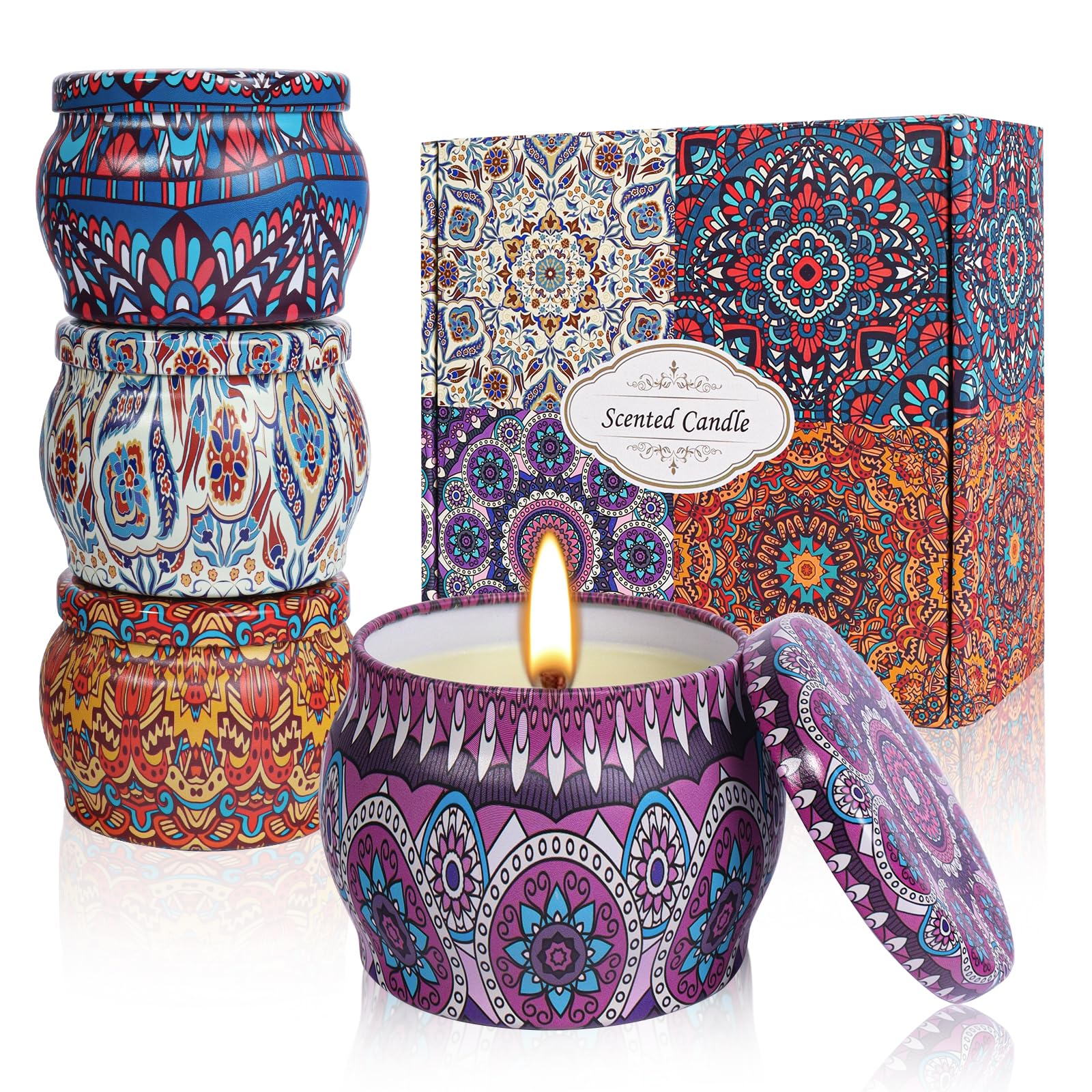 4 Pack Scented Candles Gifts Box Set for Women,16oz Soy Wax Lavender ...