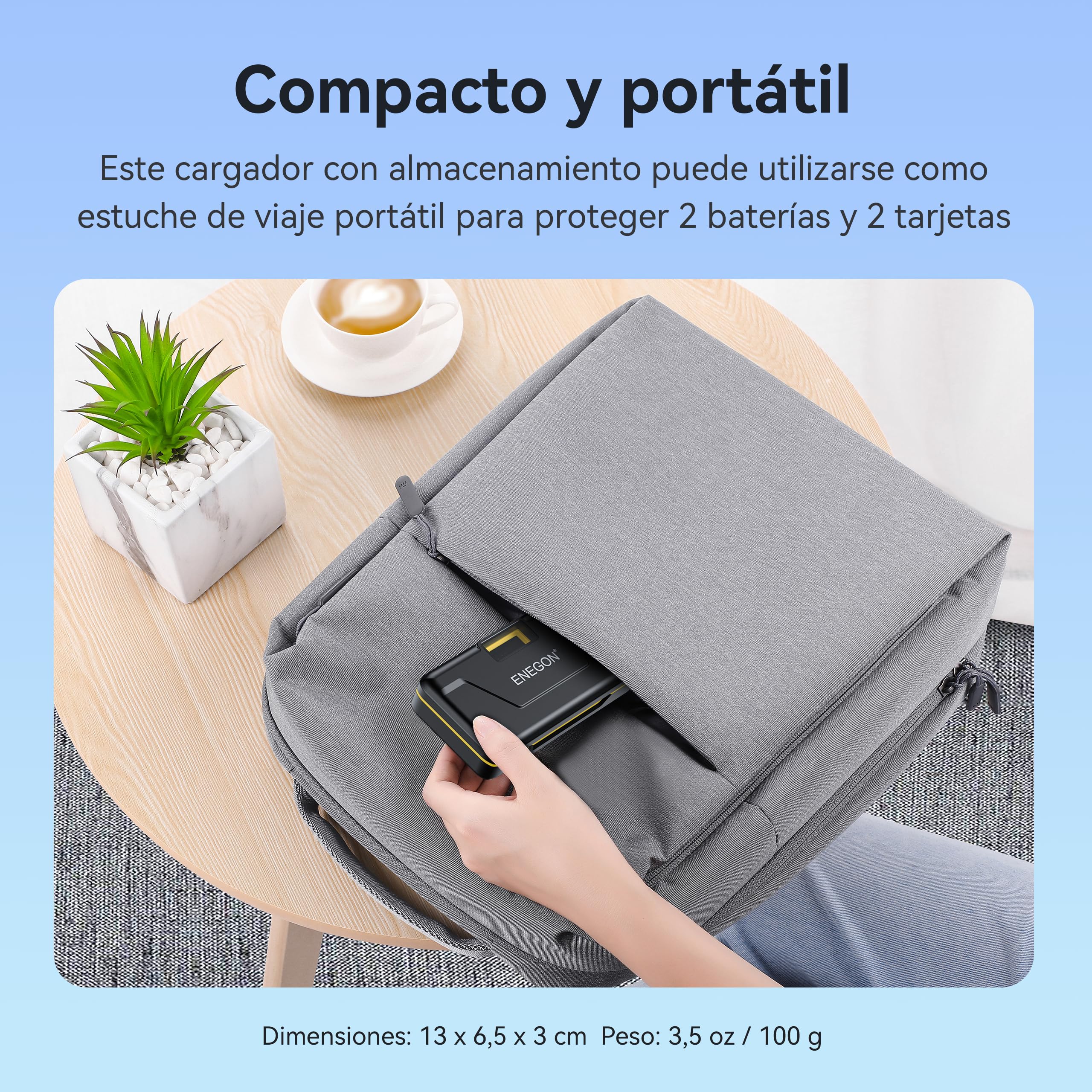 ENEGON EN-EL15/EL15C Cargador(3000mAh), Rápido 20W Doble Batería con Almacenamiento, Compatible con Nikon Z,Z5, Z6, Z7, D7100, D750, D7000, D7200, D610, D880, D810, D800, D600, D800e, D810a, D880