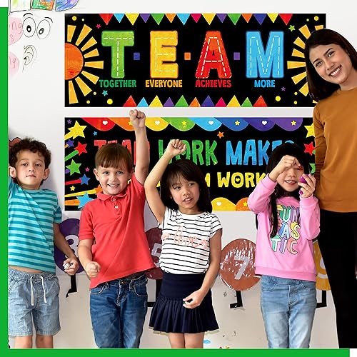 Miniatura 7 de Póster de pancarta para aula, 2 piezas coloridas para decoración de tablón de anuncios, carteles motivacionales para escuela y aula, jardín de