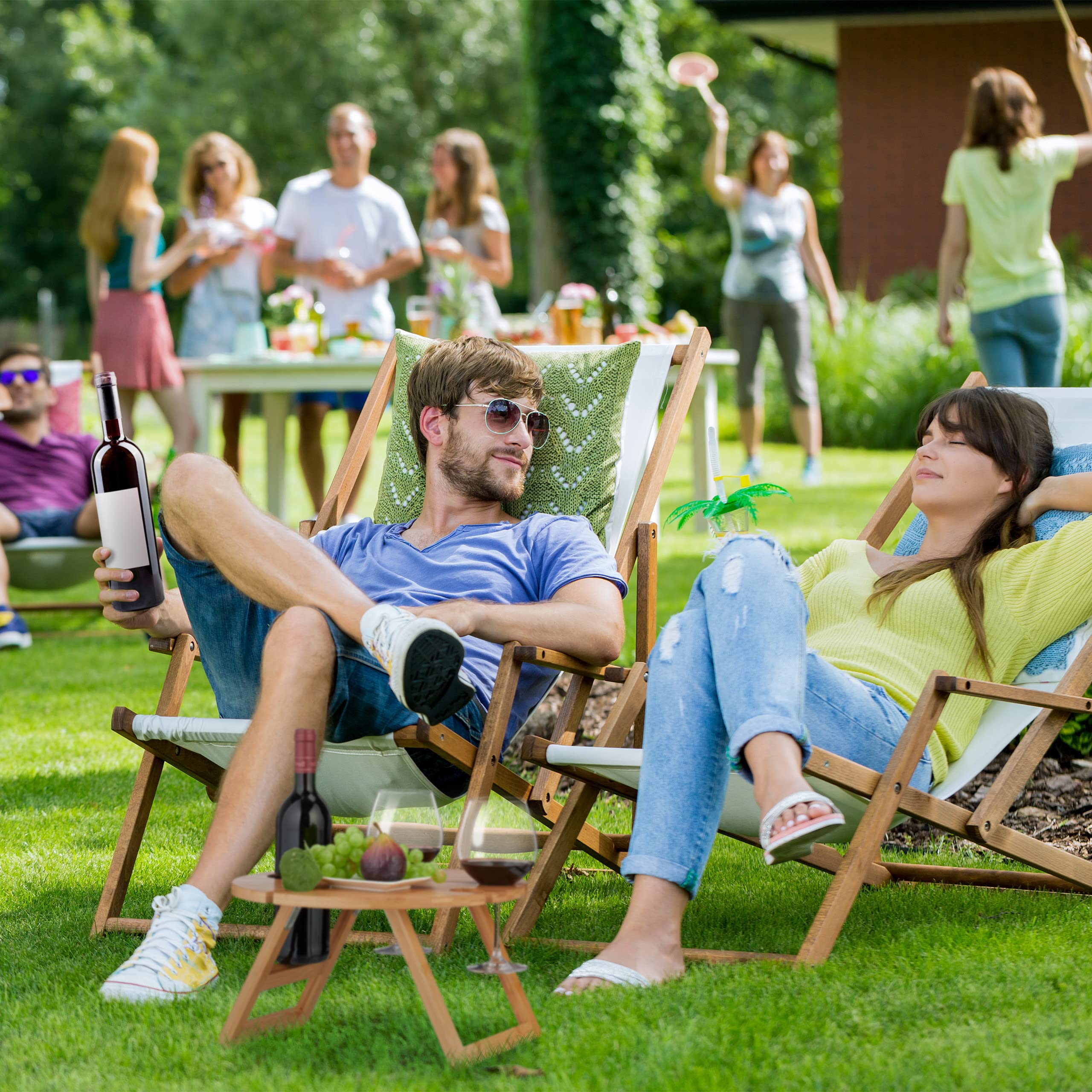 Relaxdays Tavolino Pieghevole, Vassoio per Letto e Picnic, Gambe Richiudibili, bambù, Rotondo, HD: 22 x 39 cm, Naturale
