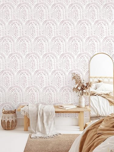 Miniatura 14 de EeeComing Papel tapiz azul para despegar y pegar, papel de pared bohemio, papel de contacto moderno autoadhesivo para dormitorio y baño, forro