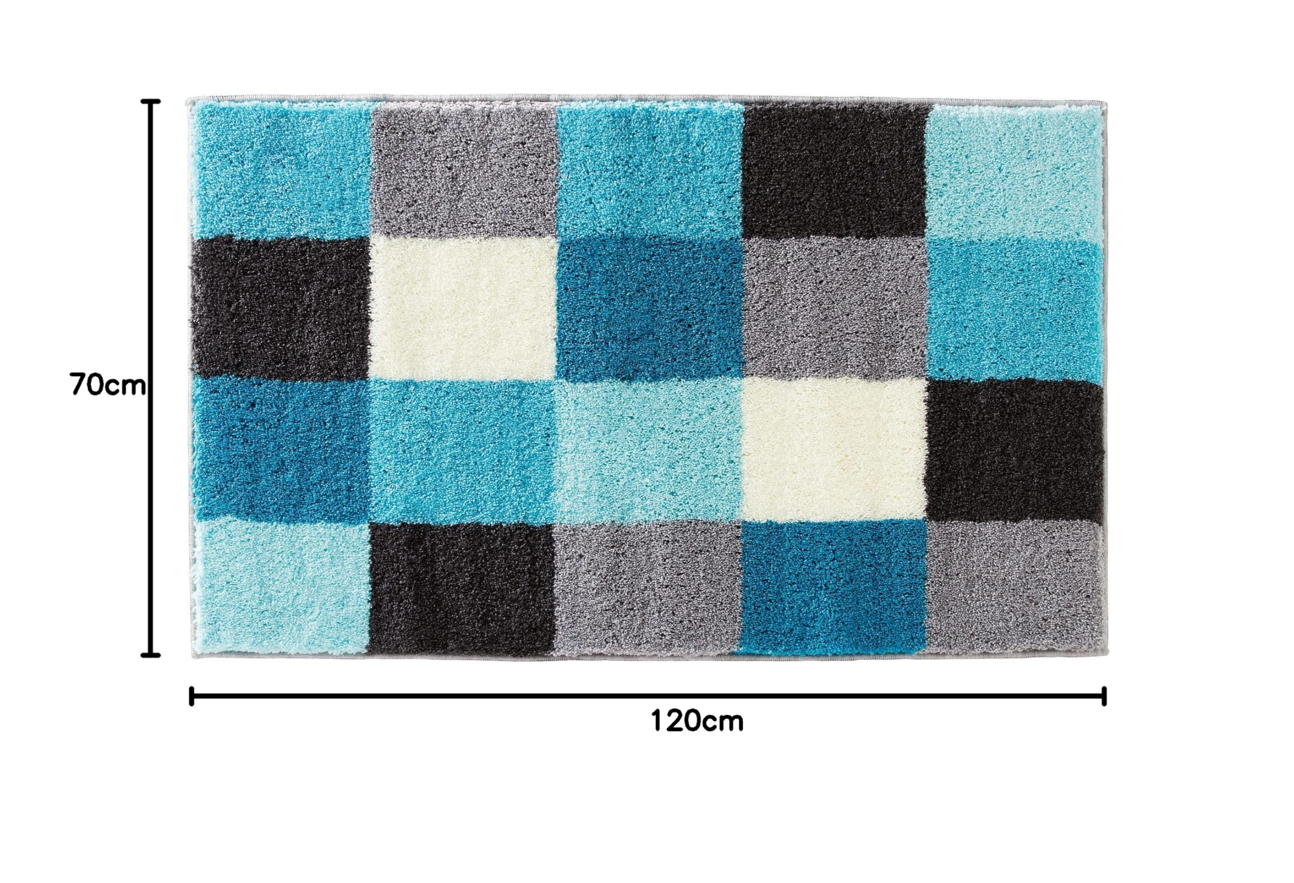 Erwin Müller Badematte Kreta türkis 70x120 cm, Badteppich, Badvorleger rutschhemmend, Hochflor, für Fußbodenheizung