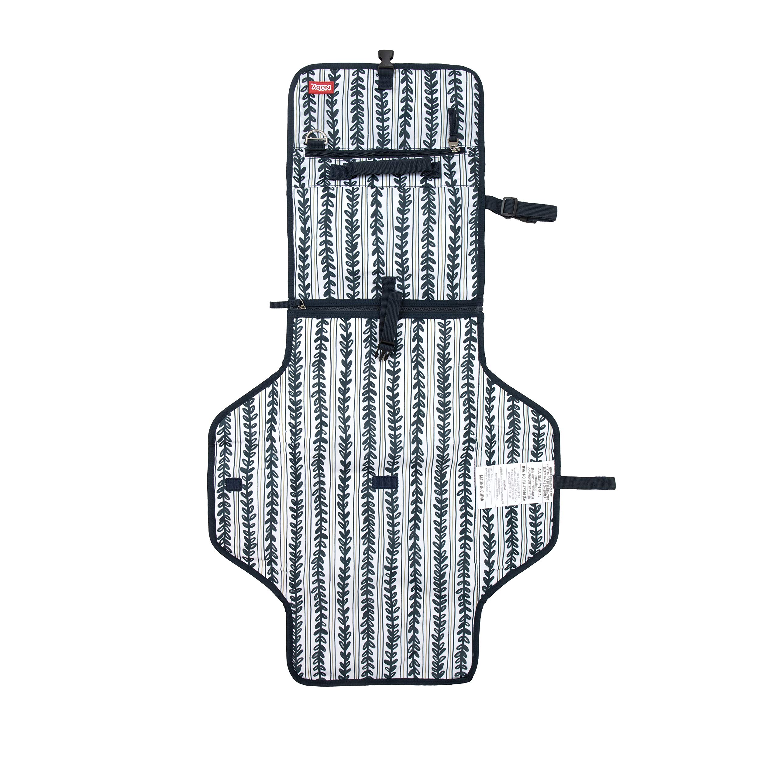 Nuby Matelas à langer portable pour bébé - Facile à nettoyer - Avec oreiller intégré - Imprimé à rayures