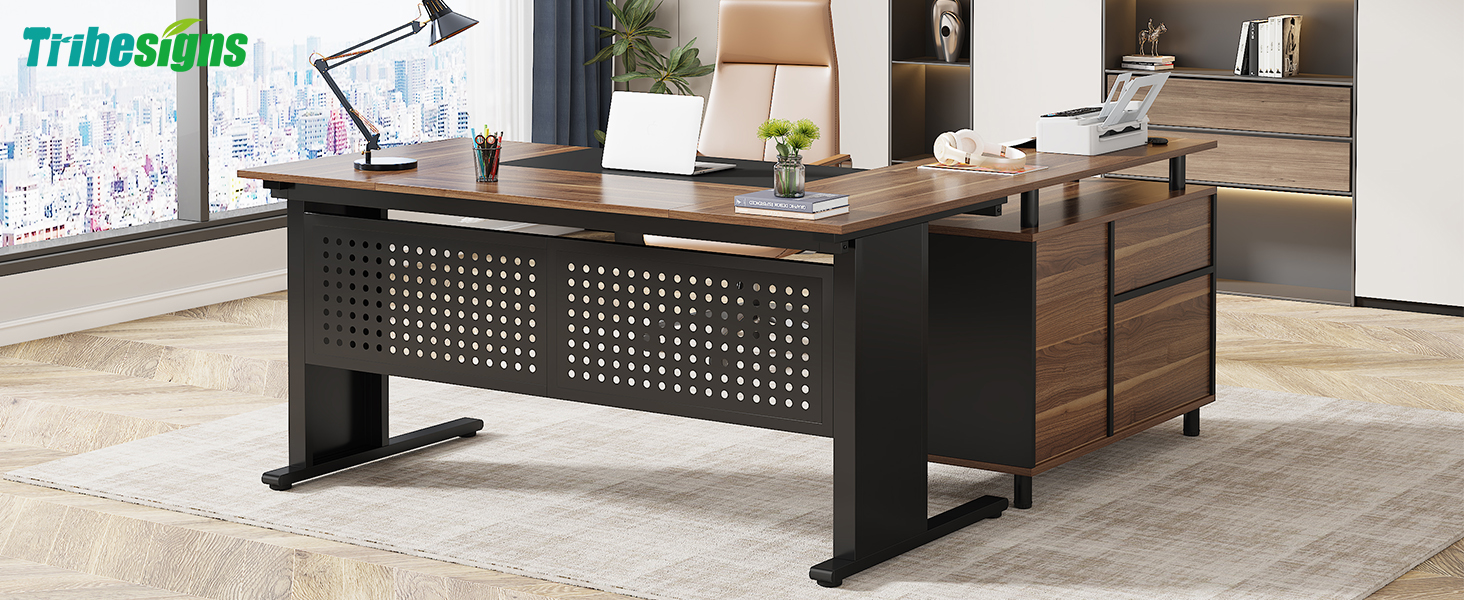 Amazon.com: Tribesigns 63 Inch Executive Desk with File Cabinet