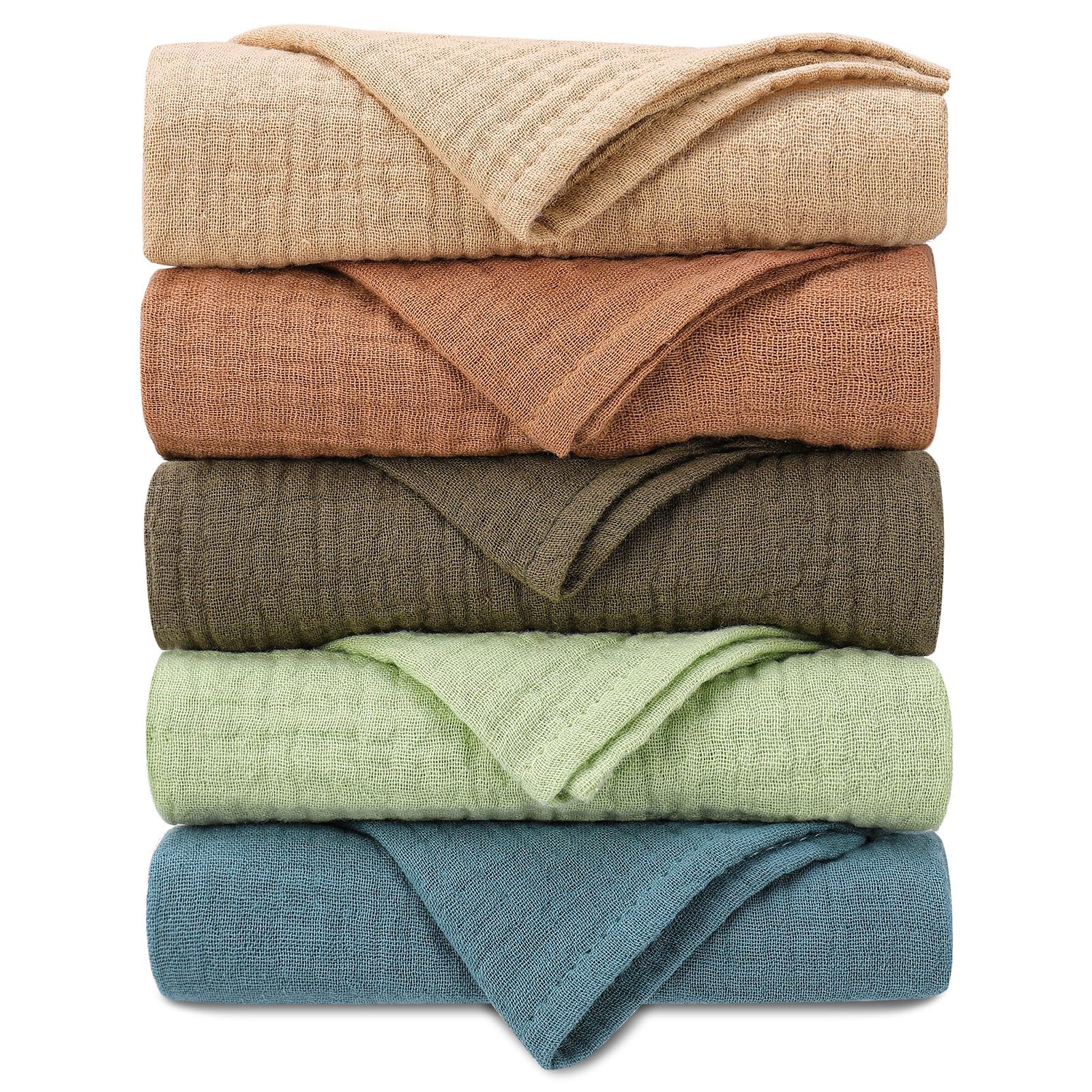 GSrenyu 5 Pcs Muslin Cloths For Baby Burp Cloths 38x40cm Muslin Squares 100% Cotton Breathable Wipes For Newborn Wiping Bathing Feeding Burping