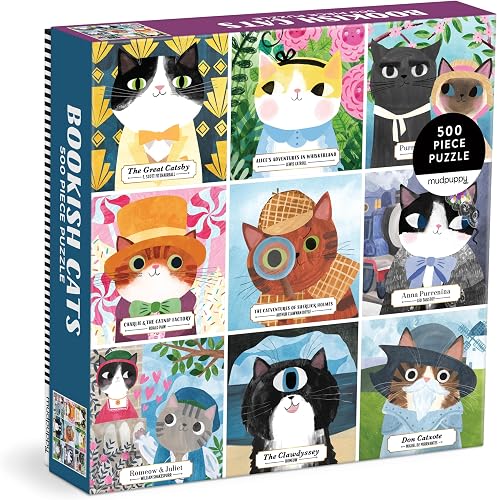 Mudpuppy Bookish Cats 500 Piece Family Puzzle