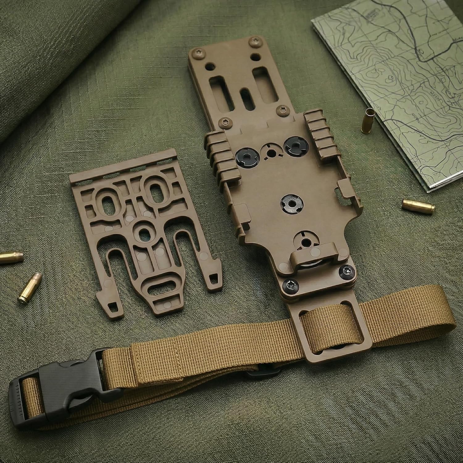 2 Pcs QLS Quick Locking System Kit, QLS 19 Holster Locking Fork and QLS 22 Receiver Plate, Tourniquet Holder Gun Holster Duty Belt Holster Adapter for Tactical Leg Panels MOLLE Systems