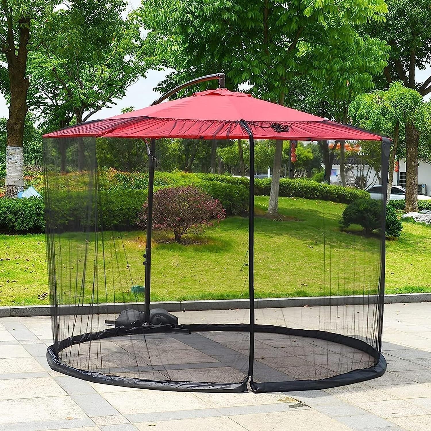 Mosquito Net Cover, Portable Foldable Adjustable Umbrella Mesh Mosquito Net with Double Zipper and Water Hose(Umbrella not Included)