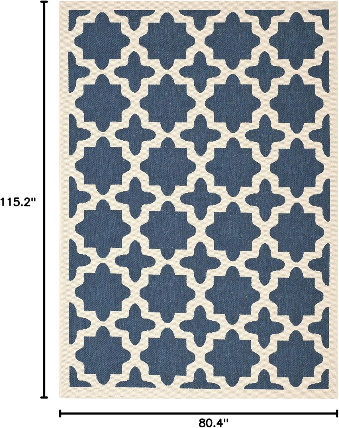 SAFAVIEH Washable Rug Outdoor Courtyard Collection - 6'7" x 9'6", Navy & Beige, Non-Shedding & Easy Cleaning, Ideal for Patio, Backyard, Mudroom (CY6913-268)