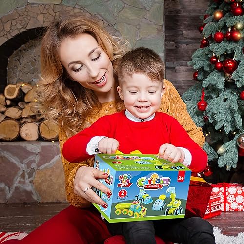 Miniatura 9 de Juguetes para un niño de 2 años  4 camiones accionados por fricción para niños de 3 años en adelante, juego de vehículos de construcción de dibujos