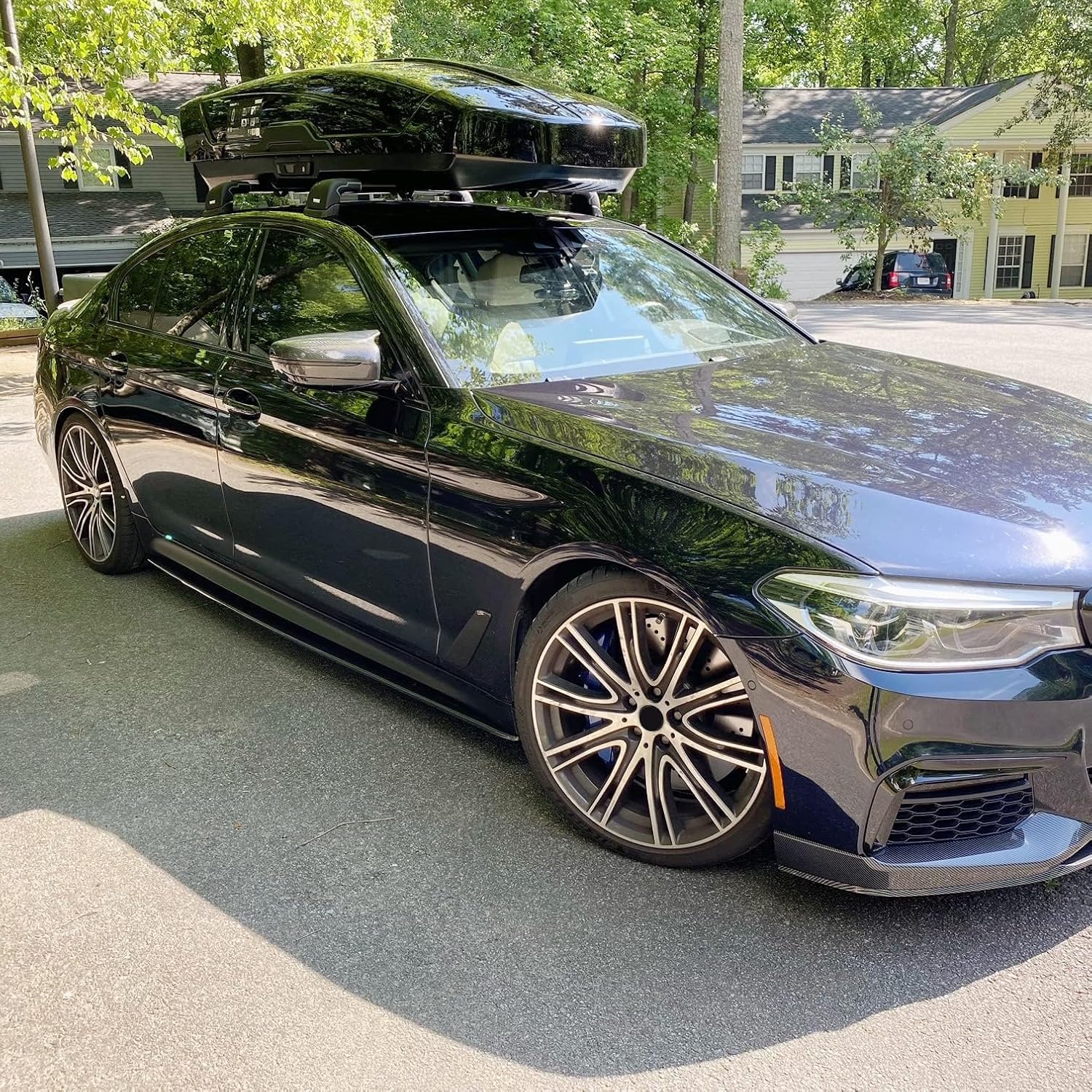 Kojem Side Skirts Rocker Panels Extension Compatible with BMW 2017-2022 5 Series G30 M5 F90 Carbon Fiber Painted Style Sedan 4 Door