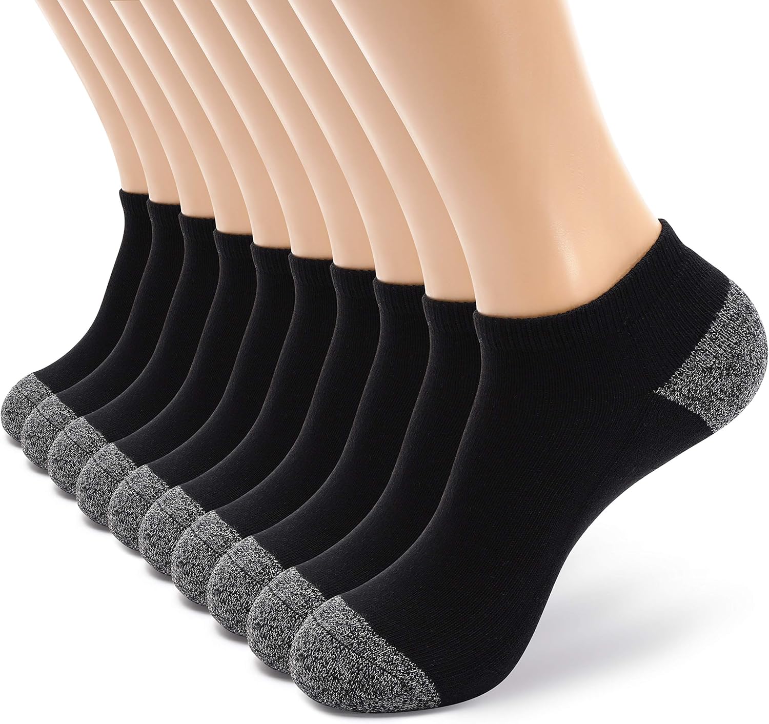 MONFOOT Men's/Women's 4-10 Pairs Cotton Cushion Low Cut Ankle Socks, Multipack