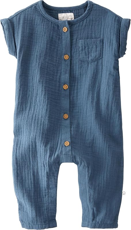 Unisex Baby Waffle Knit Button-Front Jumpsuit made with Organic Cotton