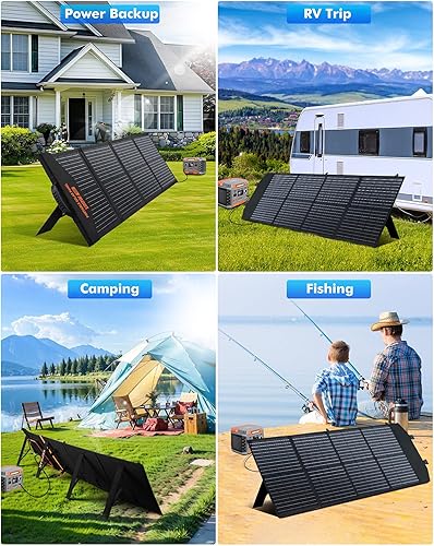 Miniatura 7 de KEPEAK Panel solar portátil de 100 W, panel solar plegable con QC3.0 y PD, cargador solar impermeable de alta eficiencia para casas rodantes,