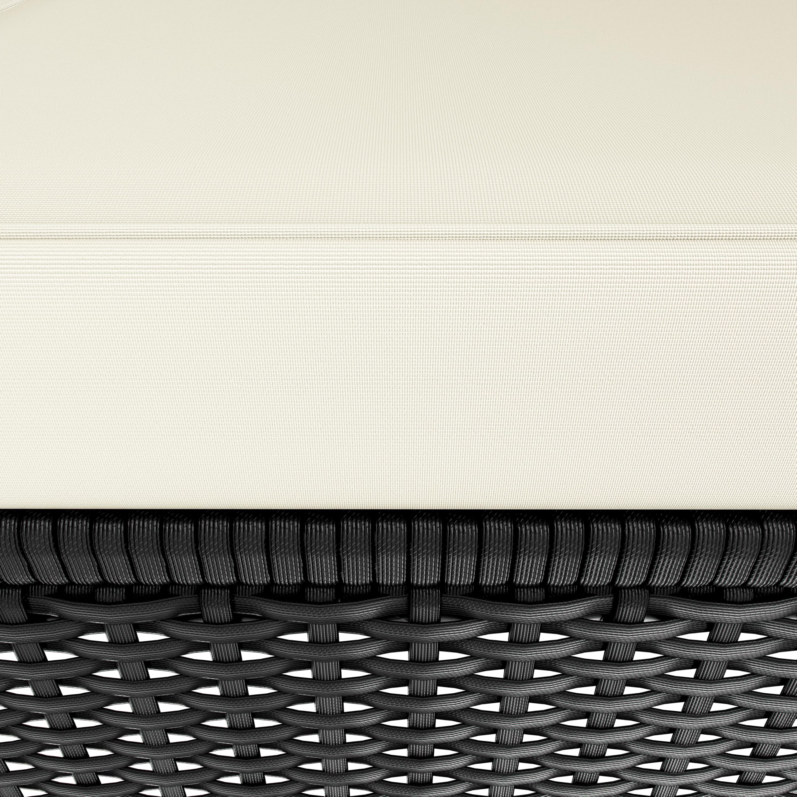 Casaria Sonnenliege Polyrattan 2 Personen | 200x160 cm, Wetterfest, Gartenliege, 220 kg Belastbar, Liegestuhl, Verstellbar, Schwarz-Creme, Wetterfest & flexibel