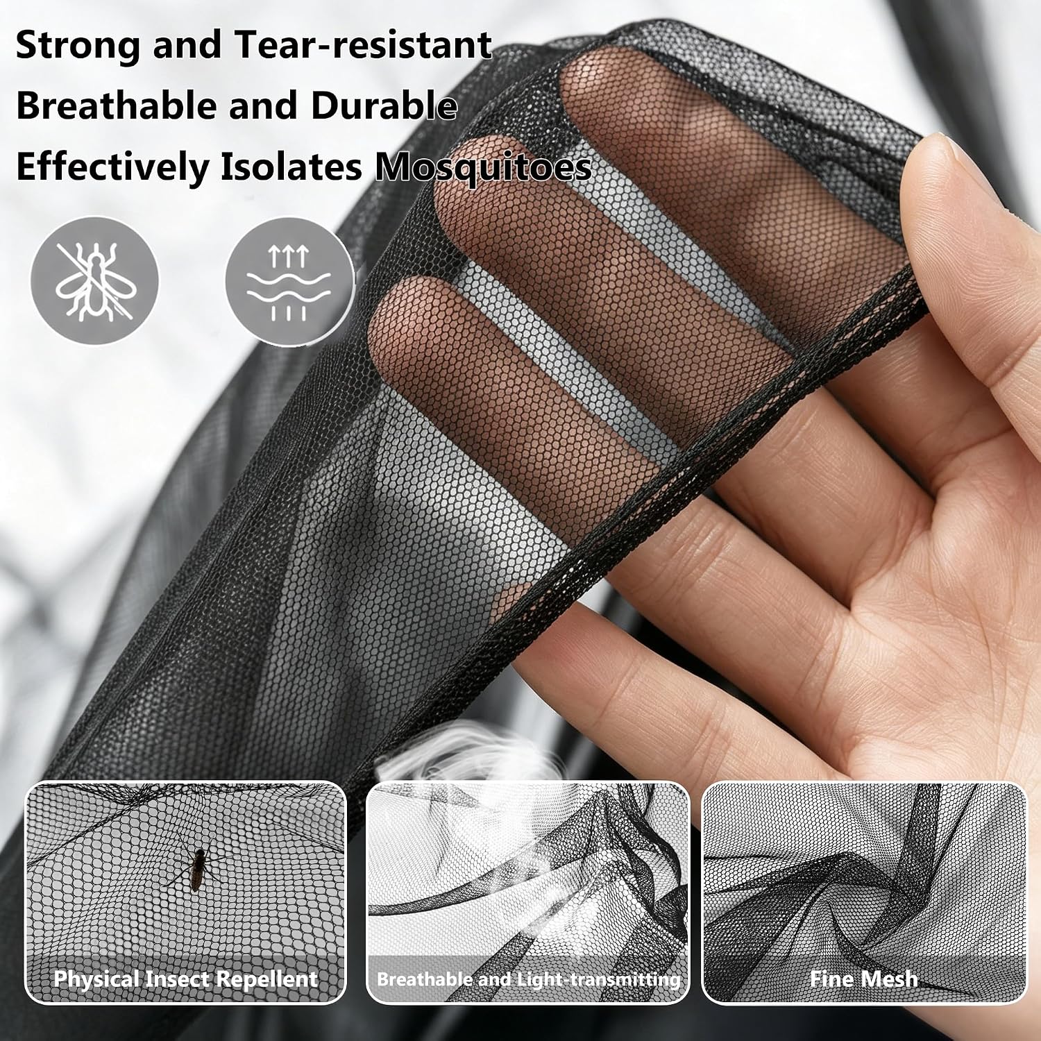 Camping Mosquito Net 10'x10' Ultra Large Black Outdoor
