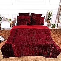 Vista 12 de Fundas de edredón de terciopelo aplastado ultra lujosas, ropa de cama bohemia color burdeos, tamaño Queen, ropa de cama UO, funda de edredón Donna
