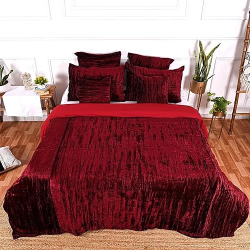 Miniatura 12 de Fundas de edredón de terciopelo aplastado ultra lujosas, ropa de cama bohemia color burdeos, tamaño Queen, ropa de cama UO, funda de edredón Donna