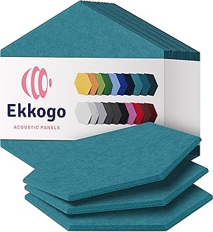 Ekkogo Acoustic Panels 12-Pack Soundproof Wall Panels 12''X10''X0.4'' Sound Panels High Density Sound Dampening Panels - [Light Turquoise Hexagon]