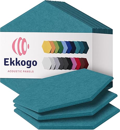 Ekkogo Paneles acústicos, paquete de 12 paneles de pared insonorizados de 12 x 10.4 x 0.4 pulgadas, paneles de amortiguación de sonido de alta