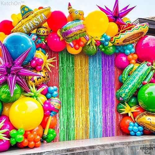 Vista 25 de KatchOn - Telón de fondo de flecos naranja extra grande de 6.4 x 8 pies, paquete de 2 Decoraciones de cumpleaños naranja Telón de fondo