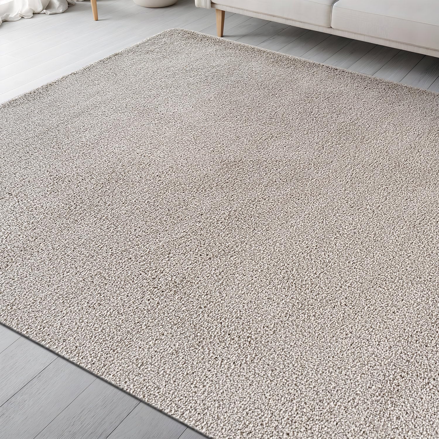 Area Rug 5x7 Gray Washable Indoor Rug Solid Non Slip Easy to Clean Non Shedding Indoor for Living Room Bedroom Kitchen Dining Room or Hallway (5 X 7