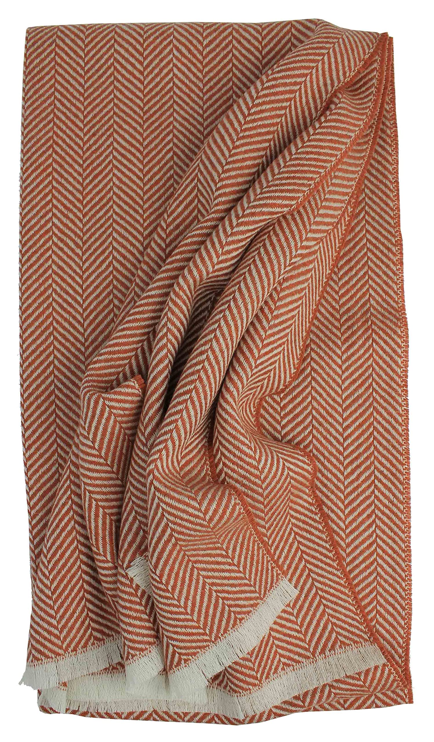 Sciarpa da uomo in lana, sciarpa a spina di pesce, arancione alla moda, 95% lana (merino), 5% di cashmere